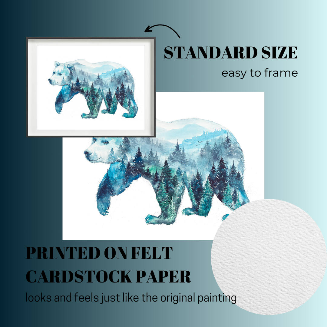 Elena Markelova Arts - Wholesale Art Print - "Mountain Bear" Watercolor Art Print1