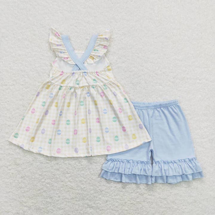 Aier Wholesale - Wholesale Clothing Set - Baby - Sibling Baby Girls Bow Easter Eggs Rompers Dresses Outfits Suits1