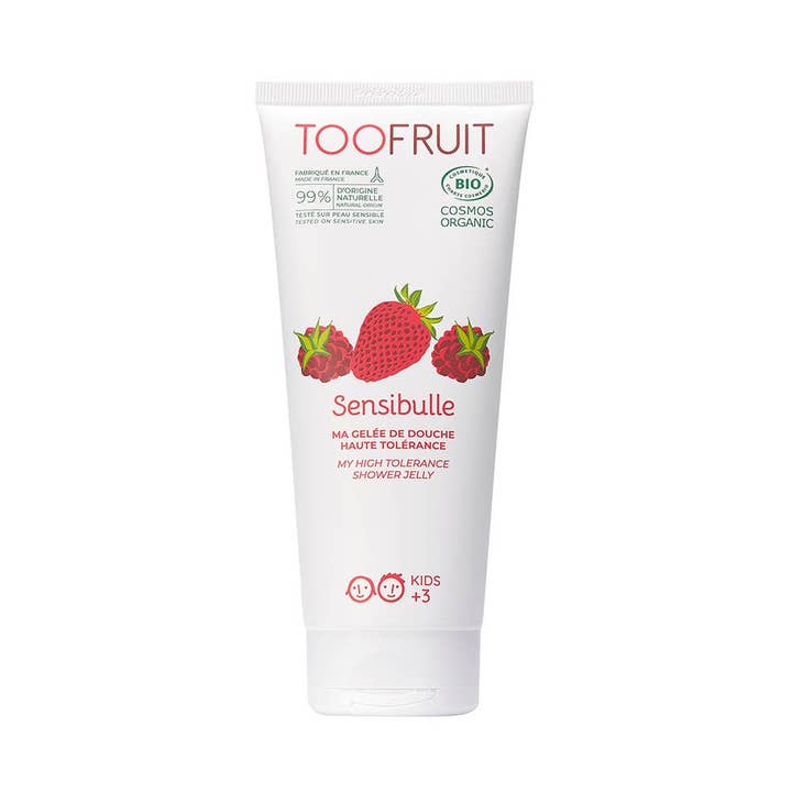 TOOFRUIT - Vente Lotions corporelles/Gels douches - Gelée de douche bio pour les enfants Fraise - Framboise - "Sensibulle" 200mL