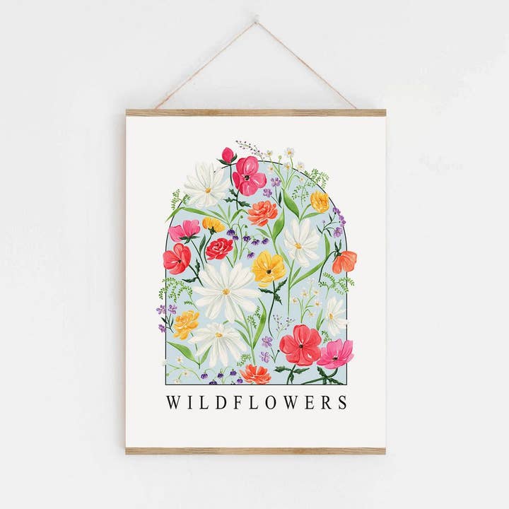 Impression d'art aquarelle de fleurs sauvages pour la vente par Almeida Illustrations