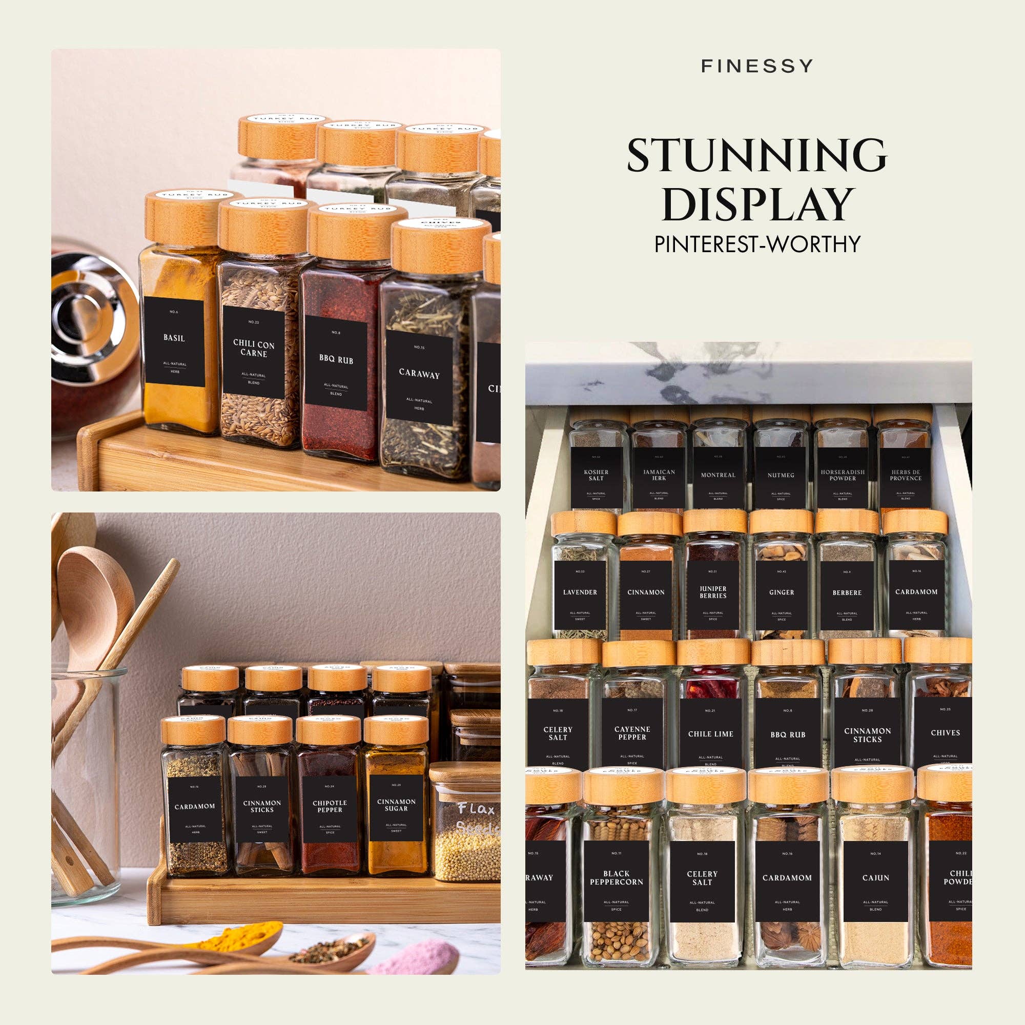 Finessy - Wholesale Jar - SPICE JARS WITH LABEL BAMBOO LID9