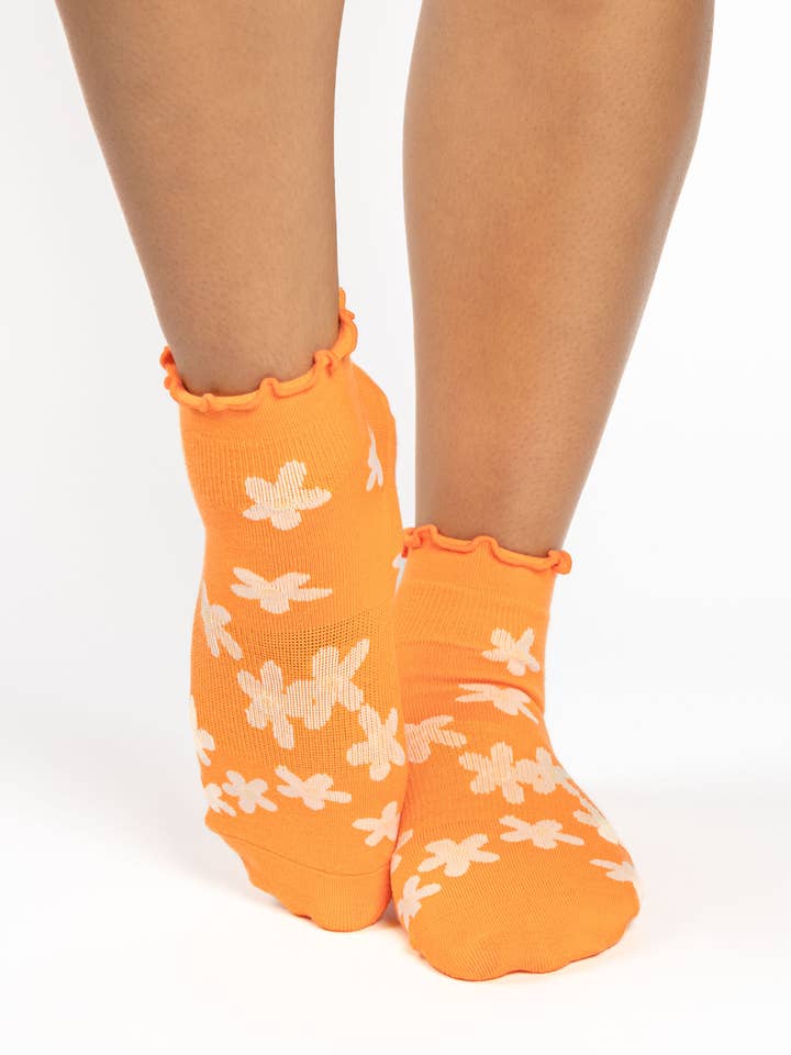 Chaussettes de Pilates & Barre Bloom Quarter Grip pour femmes – Mélange de coton antidérapant pour la vente par Pointe Studio