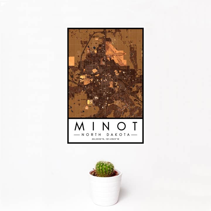 JACE.design - Wholesale Art Print - Minot ND Map Print Ember
