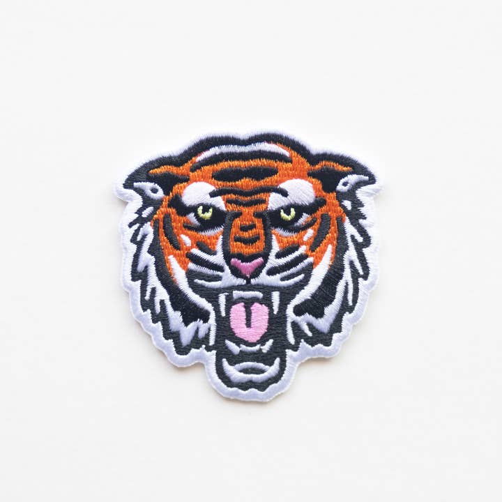 Union Made - Vente Écusson - Écusson thermocollant brodé en forme de visage de tigre du Bengale