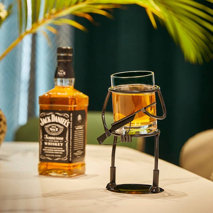 The Wine Savant / Khen Glassware - Wholesale Cocktail/Liquor Glass - Hunter Whiskey Glass - Bullet Glass & Metal Cup Holder- Guns