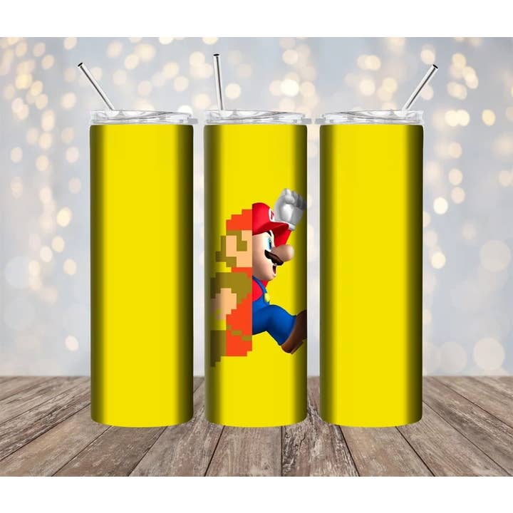 Mario Springt van 8 Bit naar Nu 20 oz Beker voor wholesale door Lillypad Creations