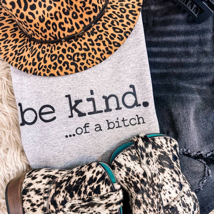 ZZ Threadz - Wholesale Graphic Sweatshirt - Women's - Be Kind of a B…. Sweatshirt - Athletic Heather Grey0