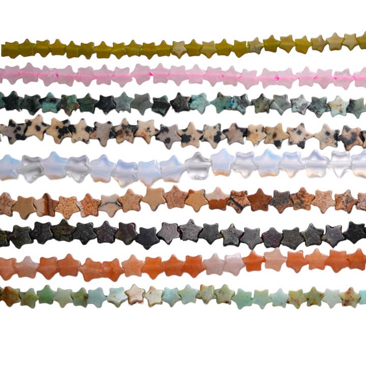 Star pearl thread 6x6 mm (13 different stones) for wholesale by Foliesbijoux