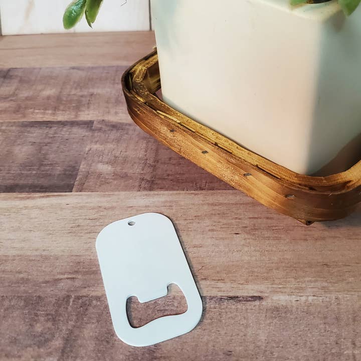 ACC Sublimation Blanks - Wholesale Bottle/Wine Opener - Sublimation Dog Tag style bottle opener blanks, white double sided RTS