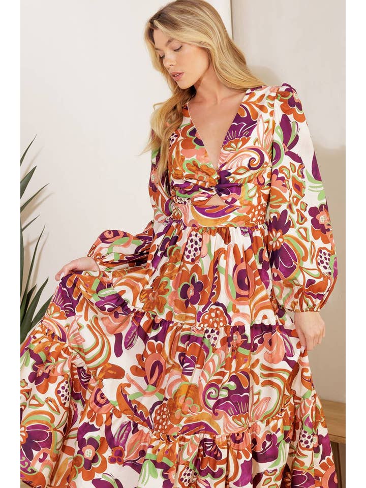 IVORY RUST A printed woven midi dress - ID21433 for wholesale on Faire5