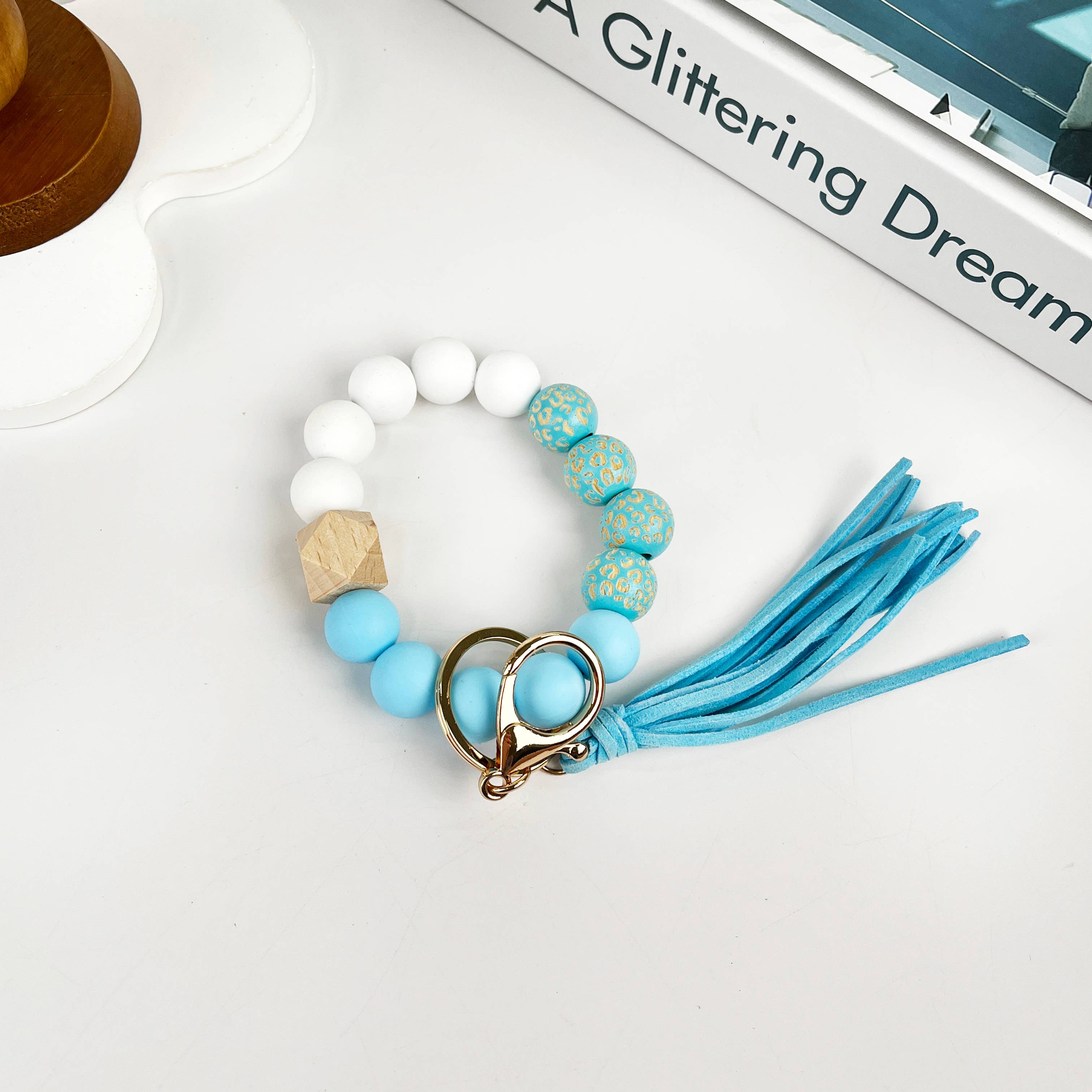 SoapElenGlen - Vendita all'ingrosso Bracciale portachiavi - Bracciale con perline di legno e silicone con portachiavi da polso2