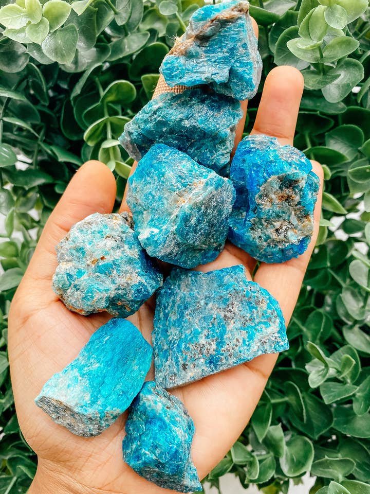 Rough Blue Apatite for wholesale by Peach and Pixie
