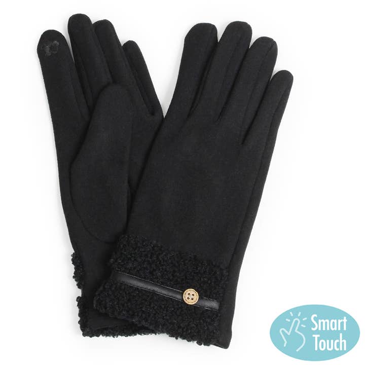 Fashion City - Wholesale Gloves - Women's - Teddy Faux Fur Cuff Touch Smart Gloves
