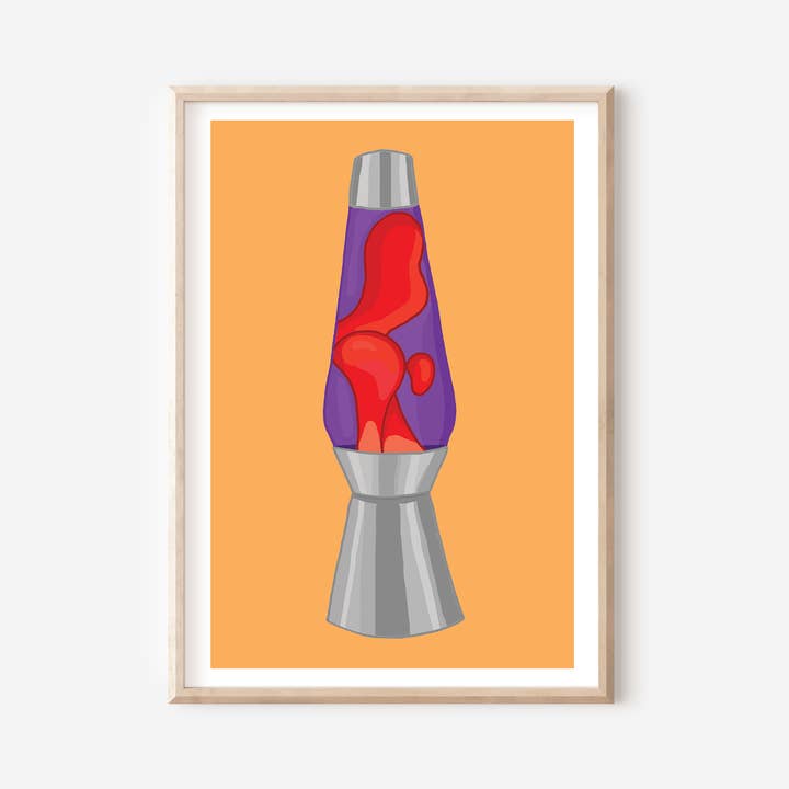 Impression d'art rétro lampe à lave | Art mural psychédélique des années 70 | A4 pour la vente par You've Got Pen On Your Face