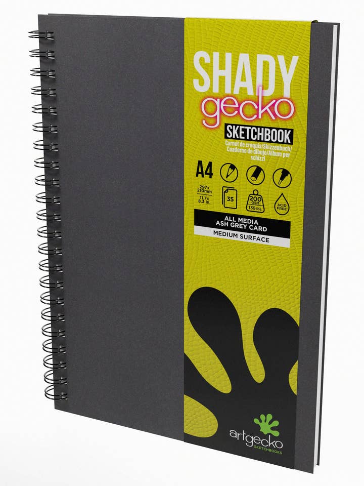 Album da disegno Shady All Media, formato A4, verticale (grigio) per la vendita all'ingrosso da parte di Artgecko Sketch