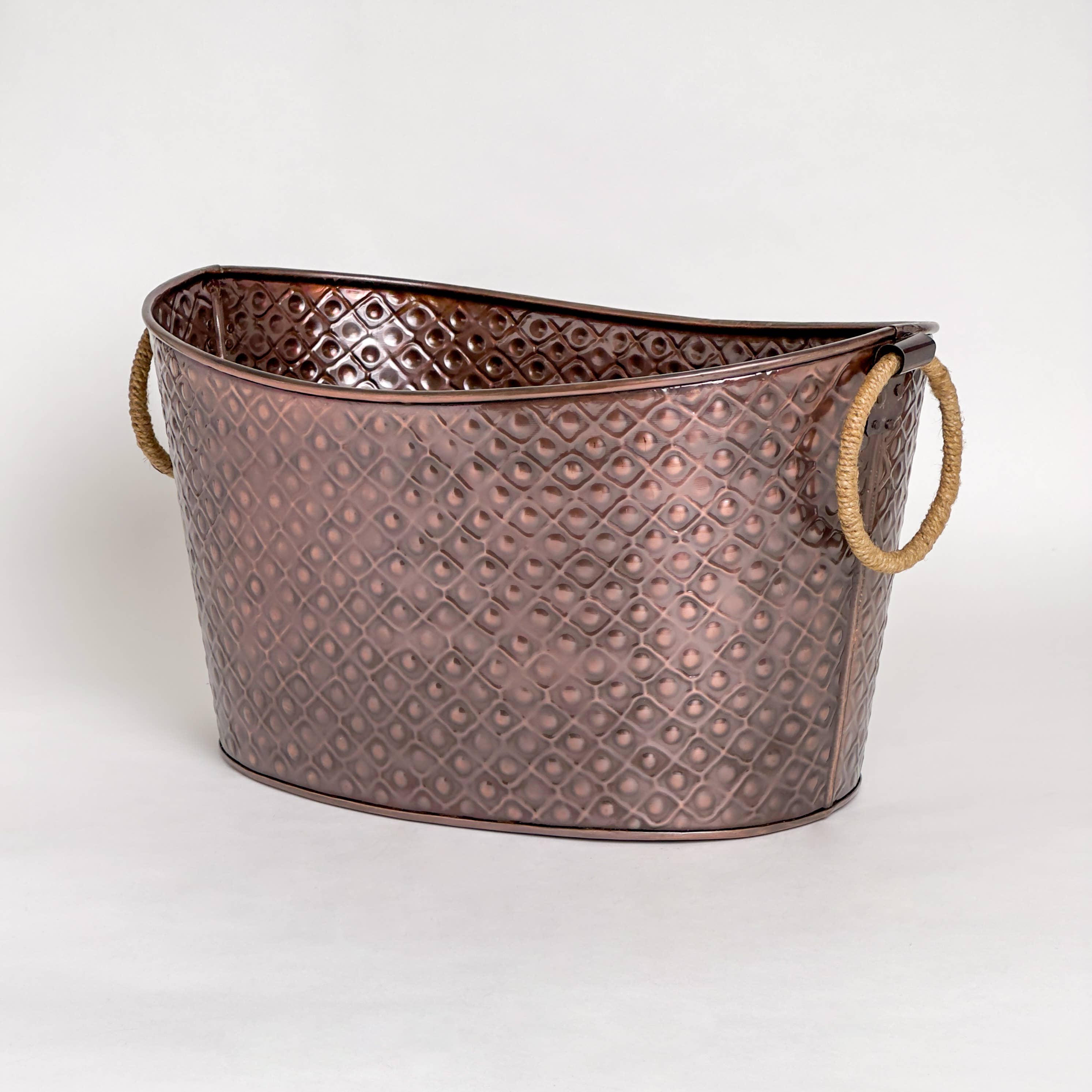 India Handicrafts Inc - Wholesale Bucket/pail - Copper Tub with Jute Handle5