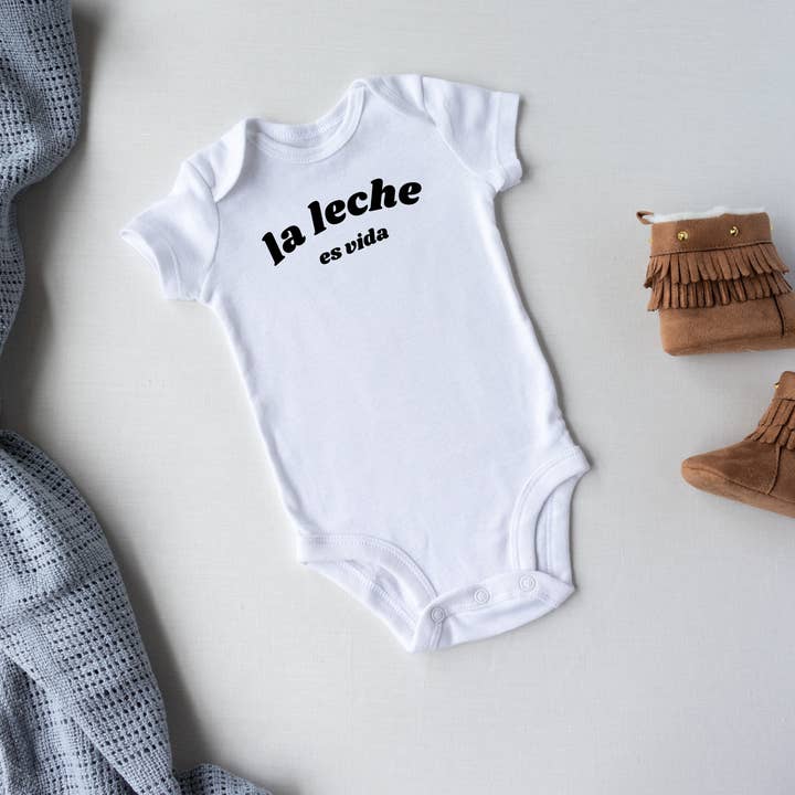 White Milk is Life Organic Cotton Onesie for wholesale on Faire