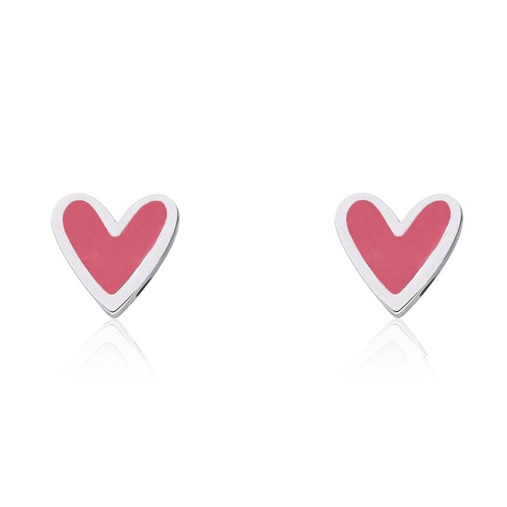 Mini Heart Studs - Frambozenrood email voor wholesale door Coral & Mint