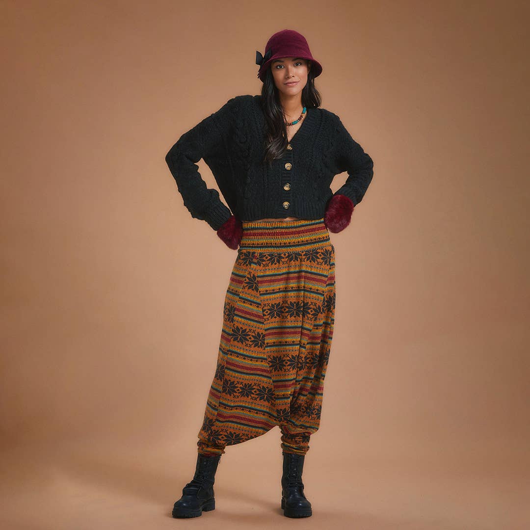 Los Banditos - Venta al por mayor Pantalones - Mujer - Pantalones Shalwar con estampado naranja y cintura fruncida2