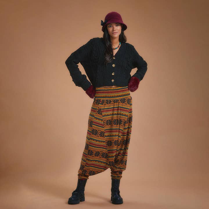 Los Banditos - Venta al por mayor Pantalones - Mujer - Pantalones Shalwar con estampado naranja y cintura fruncida2