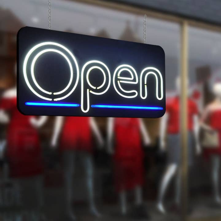 DisplayCanada - Wholesale Neon Sign - LED Open Flex Neon Sign W/Blue Underline #2034W
