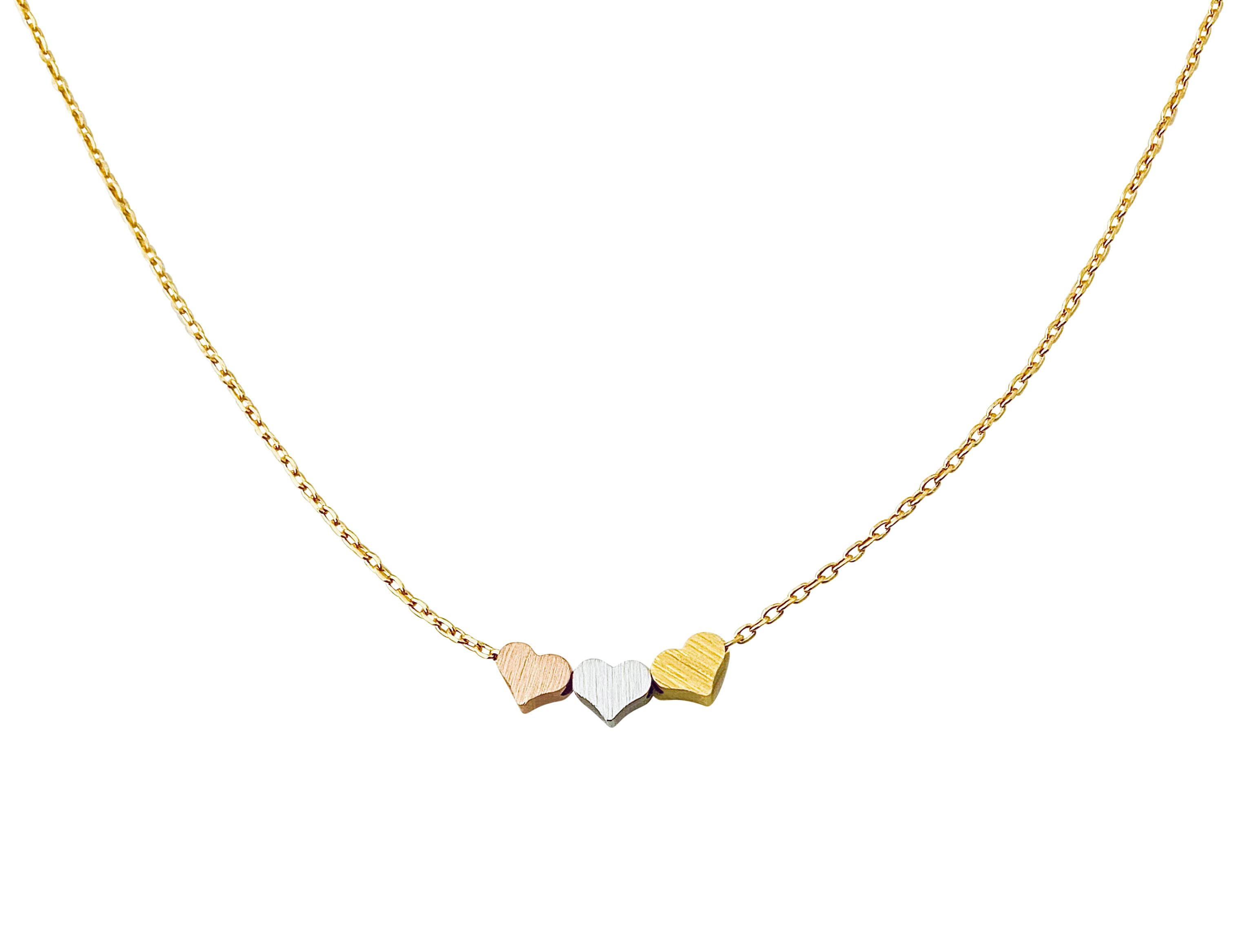 Modern Opus - Wholesale Pendant/Charm Necklace - Gold/Rhodium/Rose Gold Plated Triple-Heart Pendant Necklace