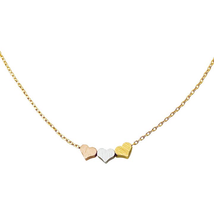 Modern Opus - Wholesale Pendant/Charm Necklace - Gold/Rhodium/Rose Gold Plated Triple-Heart Pendant Necklace0