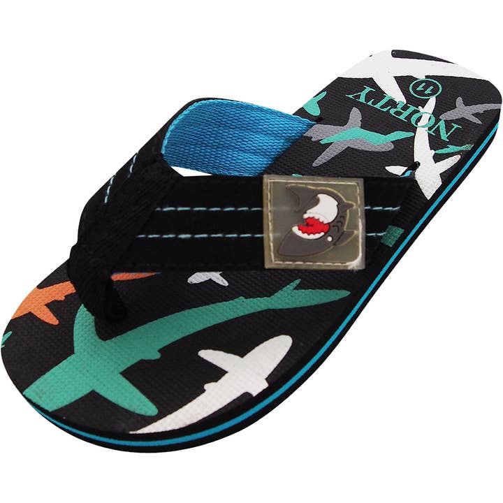 NORTY Boy's Flip Flops Strap Sandal - 40646- Black/Turquoise for wholesale by Eastern Off Price