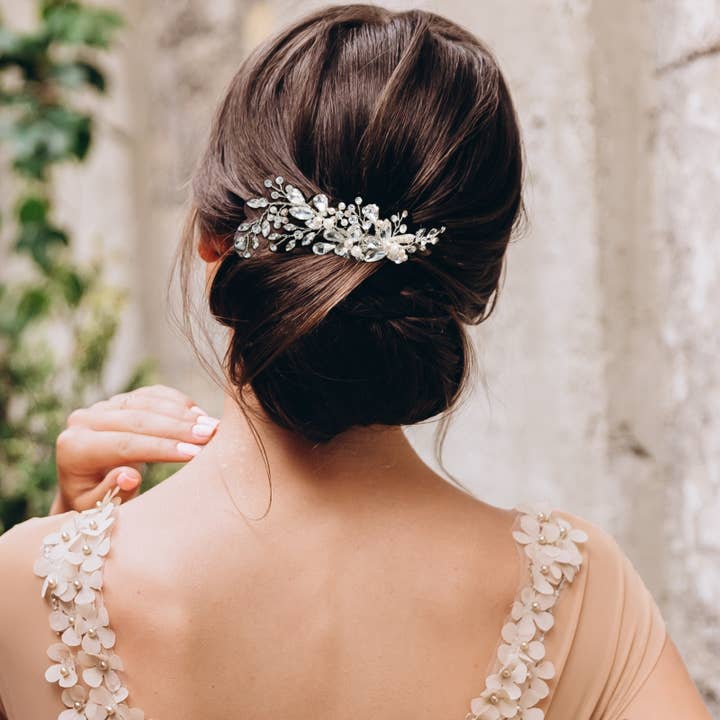 COLLEZIONE ATHENA - FERMAGLIO PER CAPELLI CRYSTAL ALLURE - CLIP775 SILVER per la vendita all'ingrosso da parte di Athena Bridal Jewellery