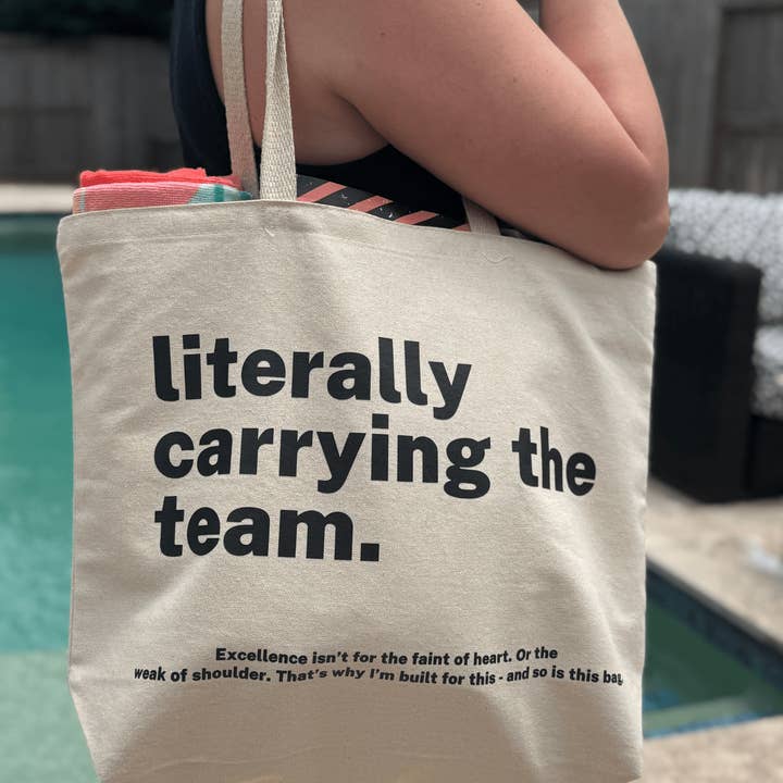 Natural Literally Carrying the Team Cotton Canvas Tote for wholesale on Faire2
