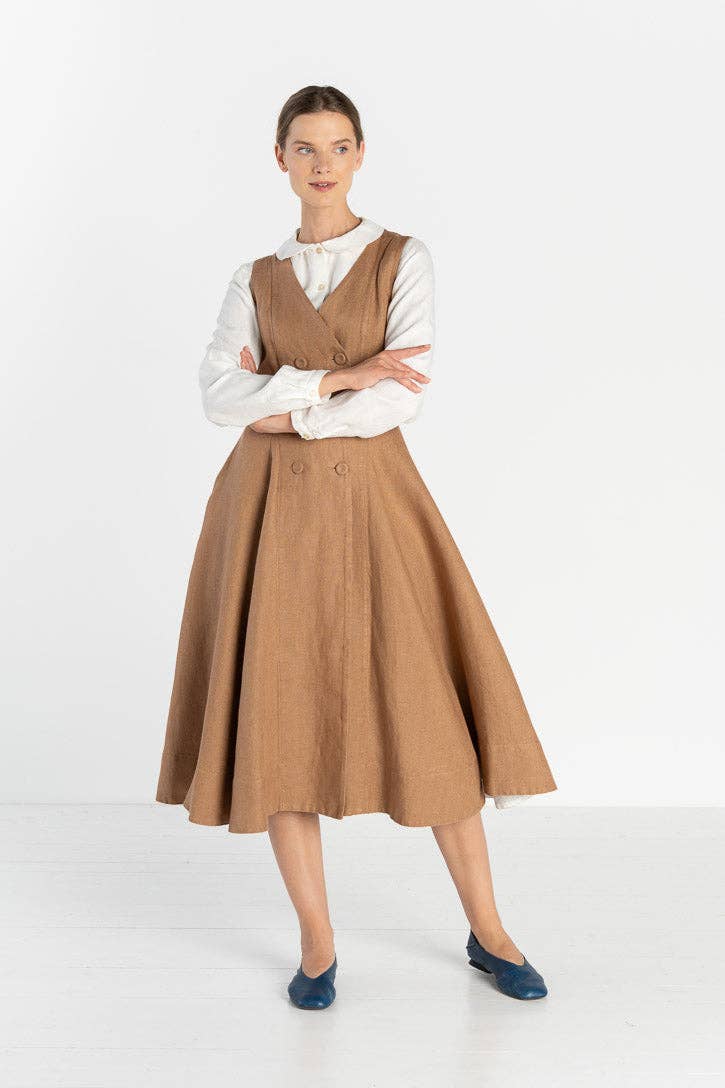 Son de Flor - Wholesale Dress - Women's - Rosa – Midi Linen Dress with Double-Button Front14