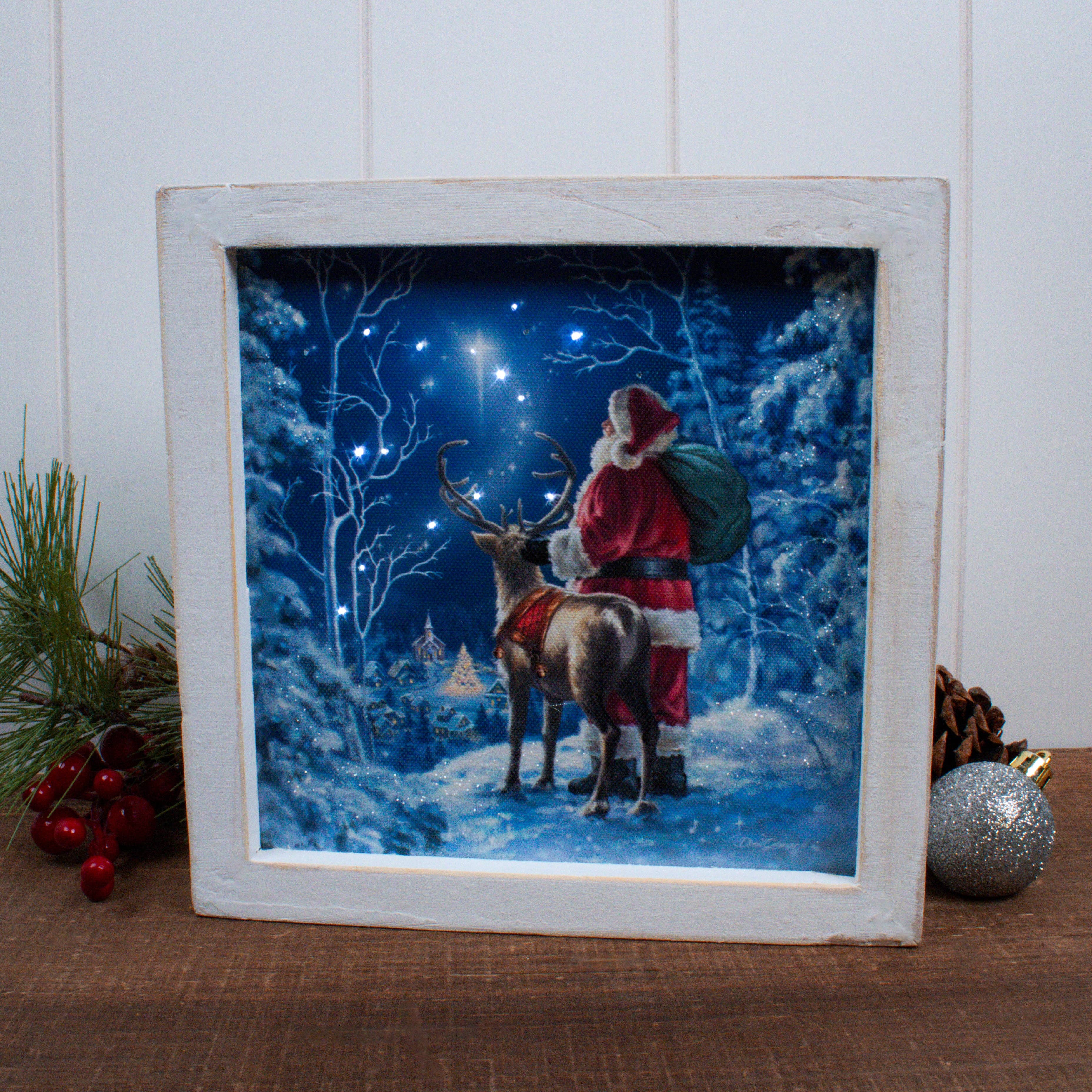 Glow Decor - Wholesale Christmas decoration - Starry Night Santa Lighted Shadow Box
