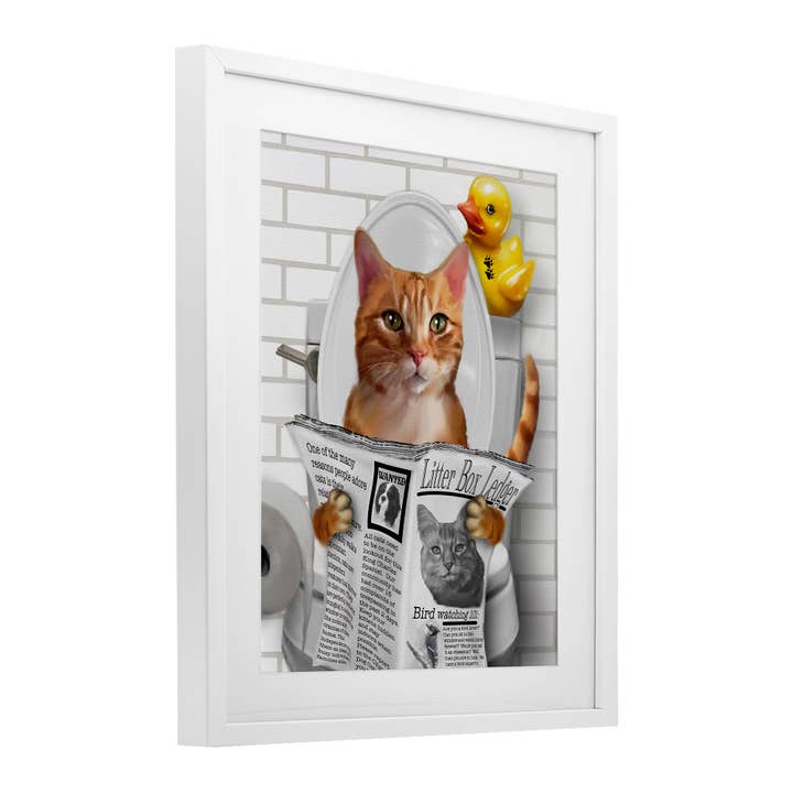Stupell Industries - Wholesale Wall Sign - Cat on Toilet with Ducky - Print Under Glass Wall Art10
