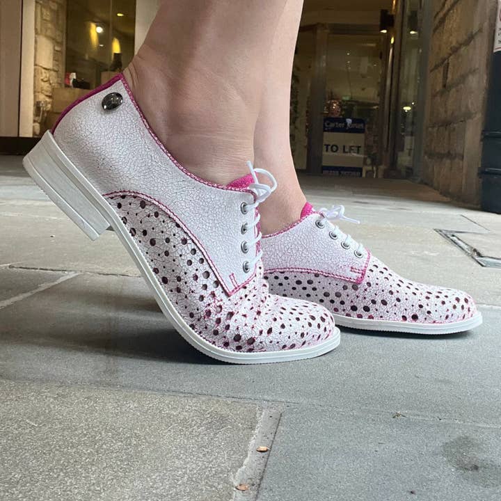 Cordon - Scarpa stringata bianca rosa con crepe per la vendita all'ingrosso da parte di Chanii B