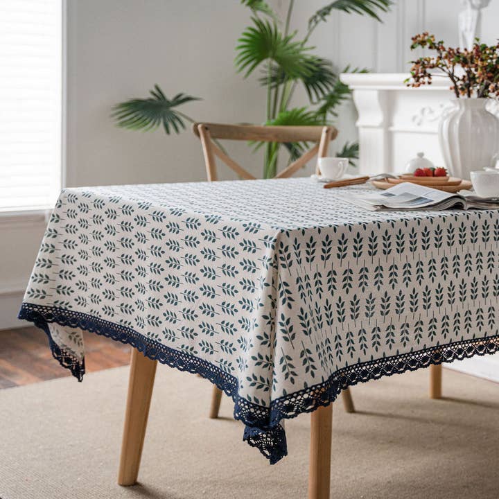 ACCITY - Wholesale Tablecloth - HOME BLUE ROSE PRINT PASTORAL TABLECLOTH_CWMM0943