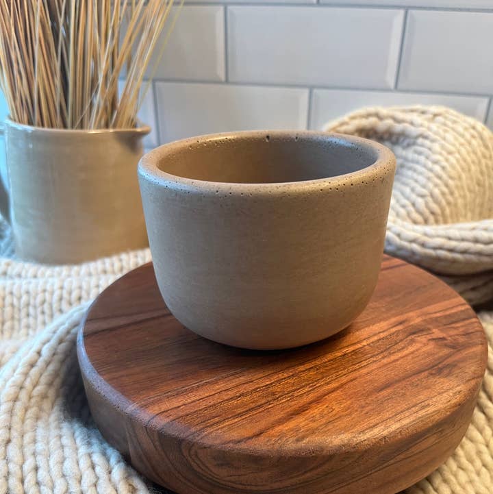 Bumblebee Candle Co. - Wholesale Candle Holder - Brown Concrete Candle Vessel - 8 oz