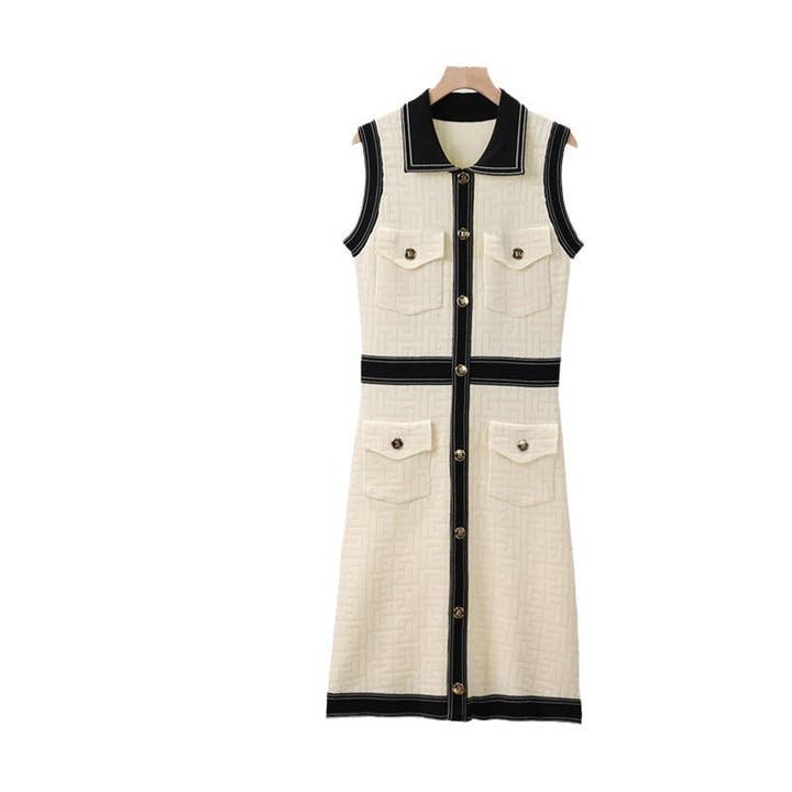 Marayn - Wholesale Dress - Women's - Chic Colorblock Knit Dress Summer ALine Style3