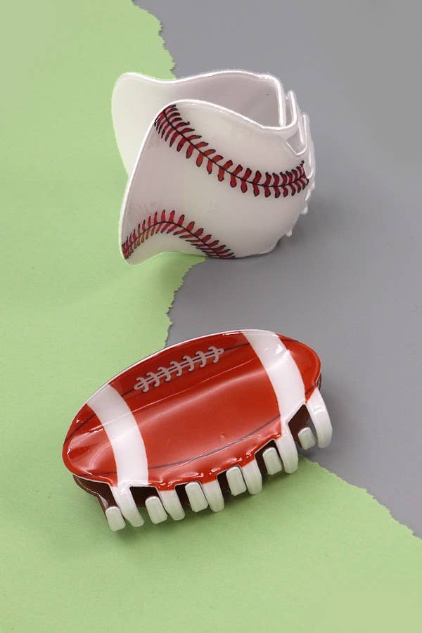 JOSSLYN by wall to wall - Wholesale Hair Clip - Women's - BASEBALL FOOTBALL GAME DAY HAIR CLAW CLIPS | 40H6362
