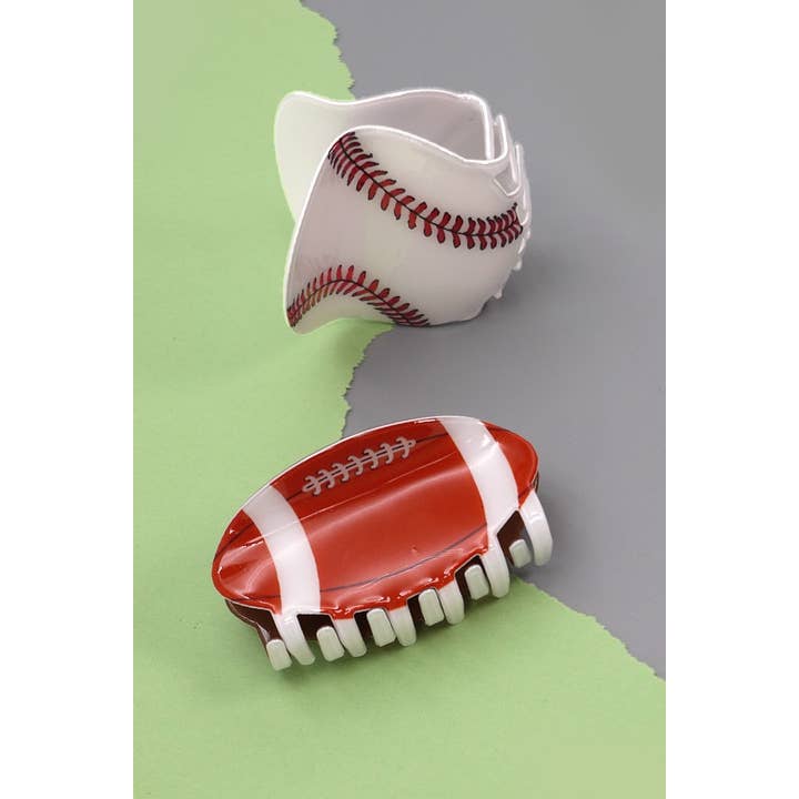 JOSSLYN by wall to wall - Wholesale Hair Clip - Women's - BASEBALL FOOTBALL GAME DAY HAIR CLAW CLIPS | 40H6362