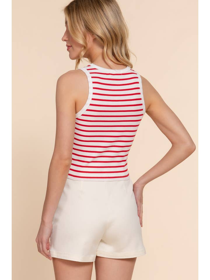 Active Basic | Active USA - Wholesale Tank Top - Women's - Sleeveless Round Neck Stripe Cotton Rib Knit Top17