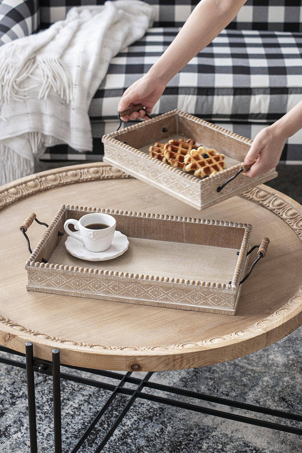 A&B Home Group Inc. - Wholesale Decorative Tray - S/2 Decorative Tray L:19.5x10x3.5" S:16x8.5x3"3