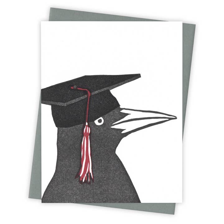 Mortar Board Grackle Card for wholesale by Burdock & Bramble