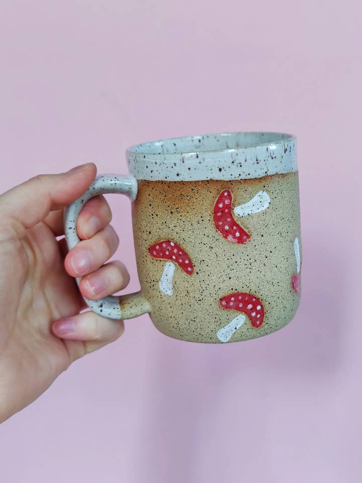 Mushroom Stamp Mug for wholesale by Osso Ceramics