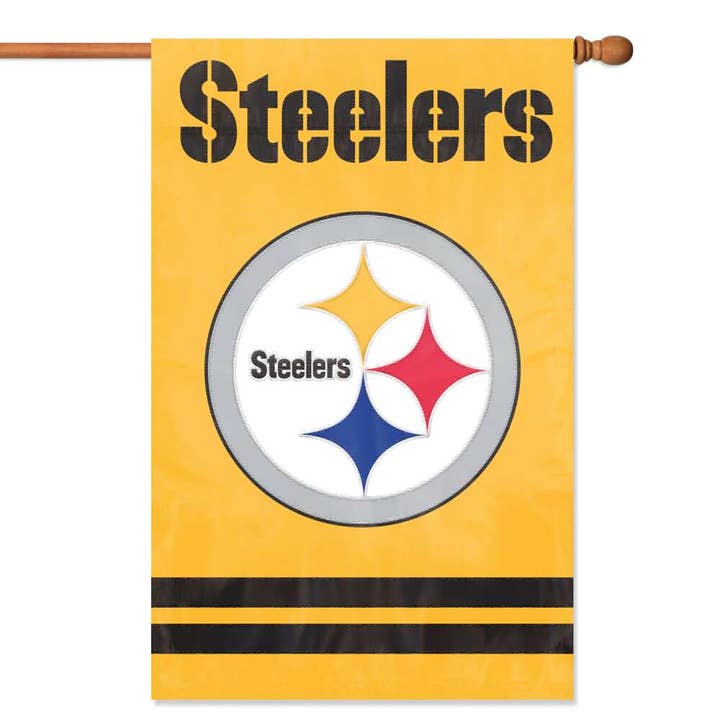 Pittsburgh Steelers Applique Banner Flag Yellow for wholesale by Party Animal, Inc.