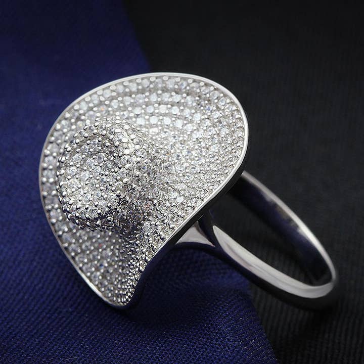 TS015 - Rhodium 925 sterling zilveren ring met AAA Grade CZ in helder voor wholesale door Alamode