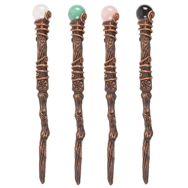 Something Different Wholesale - Wholesale Meditation Supplies - Set of 16 Crystal Wands with Pouches in Display2