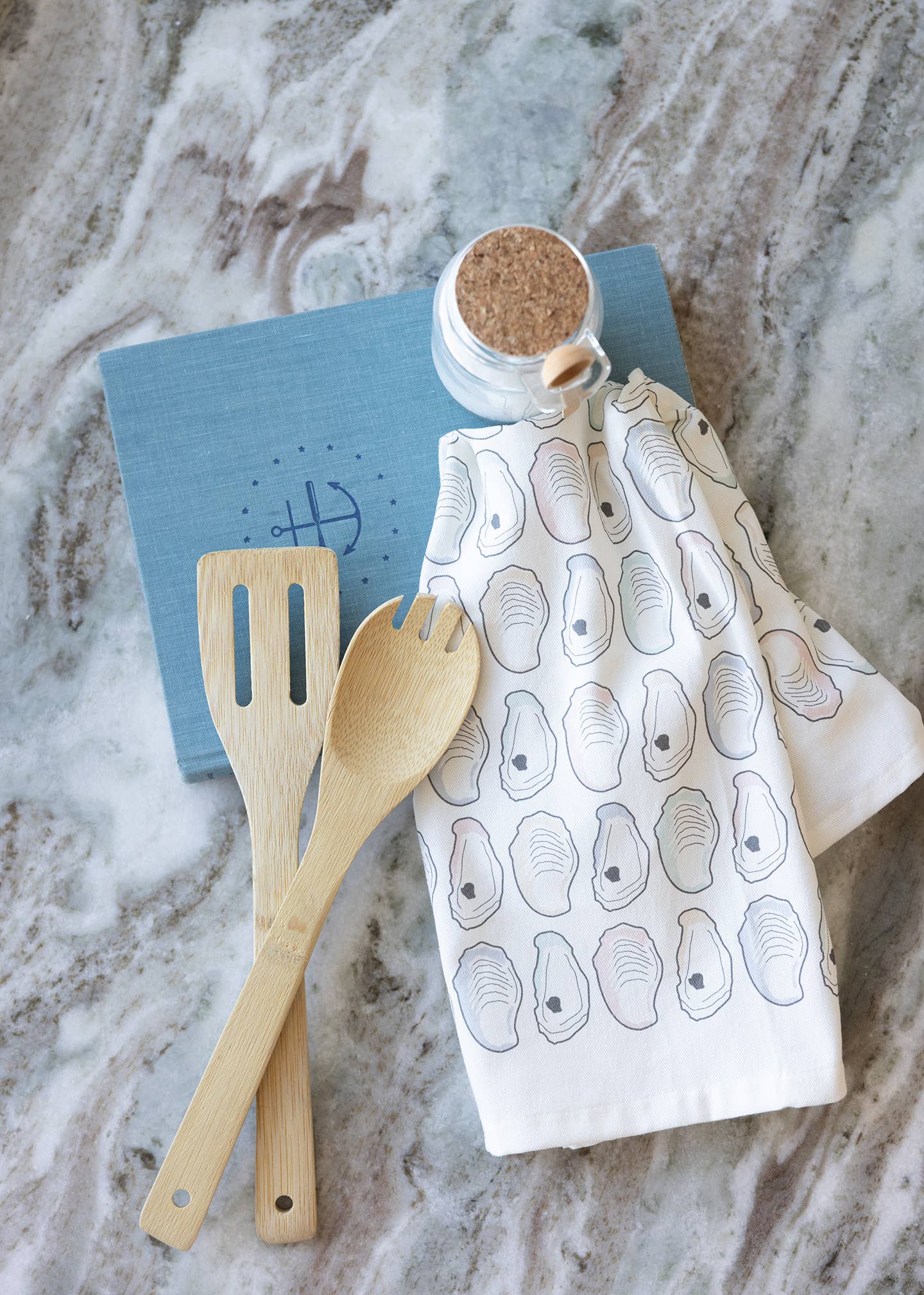 Coast & Cotton - Wholesale Tea Towel - Oyster Shells, Organic Cotton Tea Towel (2 colors)1