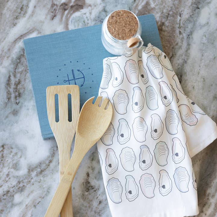 Coast & Cotton - Wholesale Tea Towel - Oyster Shells, Organic Cotton Tea Towel (2 colors)1