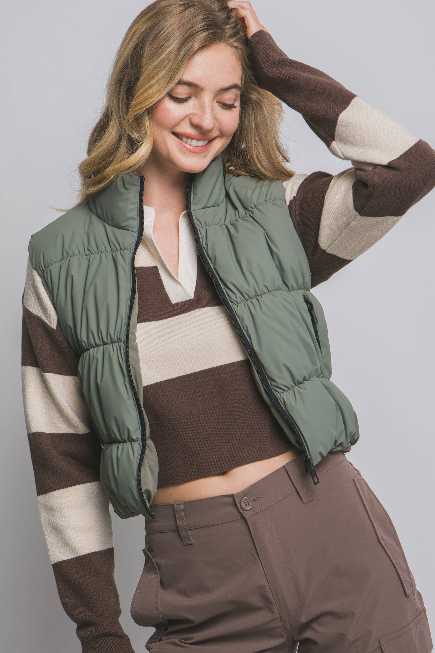 42POPS – Engroshandel Vest - Dame – ...0801 Vatteret Vest med Lynlås SI-284973