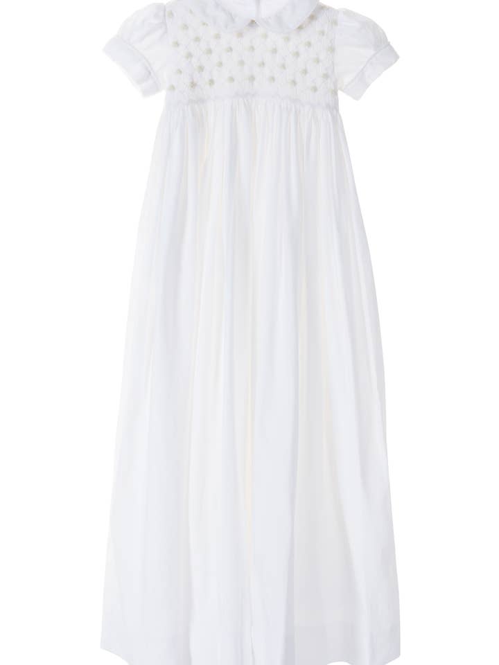 CHRISTINA smocked christening gown / ceremony gown for wholesale by Annafie London Ltd